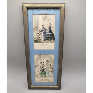 Italian Fashion Prints of Victorian Era Paris Fashion New Wood Frame